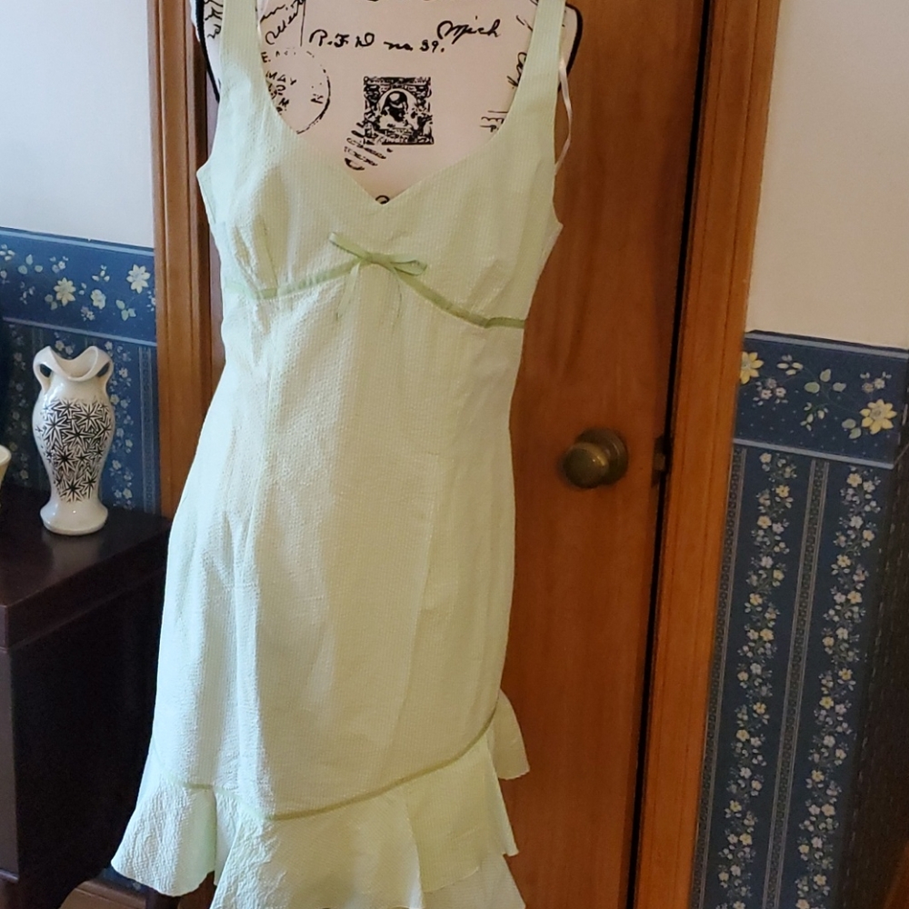 Green and white sundress